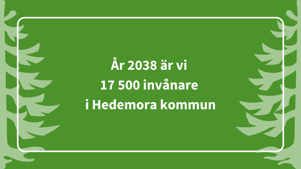 Ett av Hedemora kommuns övergripande mål: År 2038 är vi 17 500 innevånare i kommunen