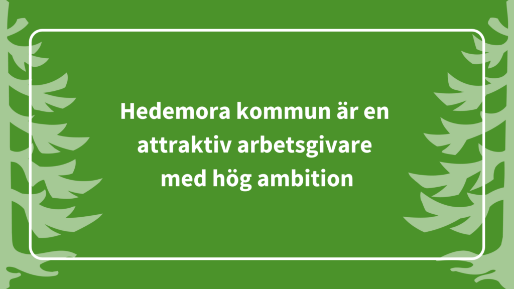 Ett av Hedemora kommuns övergripande mål: Vi är en attraktiv arbetsgivare med hög ambition