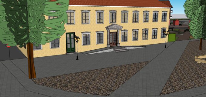 En skiss över hur arbetet med gångstråket på Stora torget kommer att se ut.