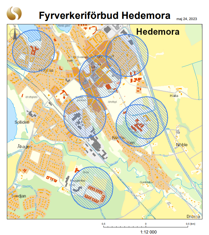 Karta över fyrverkeriförbud i Hedemora.