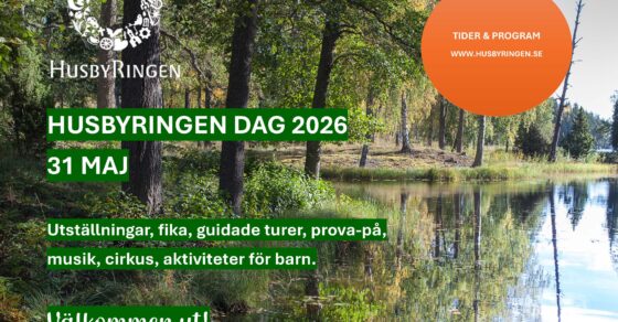 Bild på natur och sammanställning av program för Husbyringensdag.