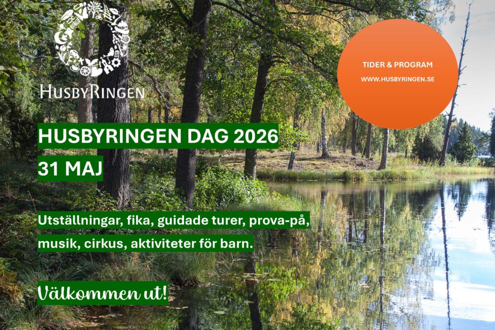 Bild på natur och sammanställning av program för Husbyringensdag.